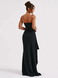 Poshoot Ravish in Slit Strapless Maxi Dress