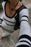 Poshoot Christmas Thanksgiving Gifts  Striped Knitted Maxi Dress