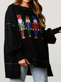 Poshoot Women Y2k Graphic Sweatshirt Sequin Christmas Sweater Nutcracker Shirt Crewneck Long Sleeve Pullover Jumper Tops