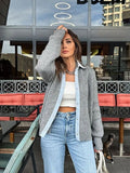 Poshoot Fashion Solid Gray Versatile Cardigan Sweater Women's Patchwork Single Breasted 2024 New Autumn Ladies Knitted High Streetwear