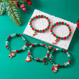 Poshoot Christmas Drip Oil Santa Claus Beaded Bracelets for Women Handmade Crystal Beads Christmas Tree Sock Charm Bracelet Jewelry Gift