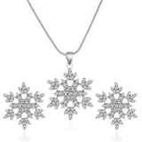 Poshoot Christmas Full Rhinestone Snowflake Stud Earrings for Women Girls Exquisite Pendant Necklace Fashion Wedding Party Jewelry Set