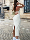 Poshoot Coconut Crush Backless Halter Dress