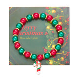 Poshoot Christmas Drip Oil Santa Claus Beaded Bracelets for Women Handmade Crystal Beads Christmas Tree Sock Charm Bracelet Jewelry Gift