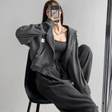 Poshoot Streetwear Y2K Sexy Cropped Hoodies Women Autumn Hooded Short Sweatshirt Woman Korean Long Sleeve Zipper Up Jacket Mujer