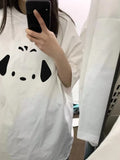 Poshoot Kawaii Cotton T-shirts Women Short Sleeve Cute Graphic Tops Casual Oversized Japanese Y2k White Tees Female Summer 2024