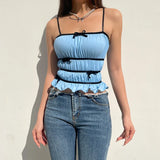 Poshoot-Sweet Stripe Bow Ruffles Crop Top