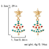 Poshoot Cute Small Christmas Earrings for Women Girls Enamel Rhinestone Xmas Tree Hat Boots Wreath Drop Earring New Year Accessoies Gift