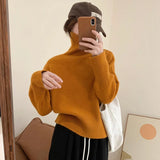 Poshoot Rimcoy Blue Turtleneck Sweater Womens 2024 Autumn Winter Long Sleeve Knitted Pullover Woman Solid Color Al Match Jumpers Ladies