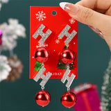 Poshoot New Fashion Plush Christmas Tree Earrings for Women Cute Rhinestone Santa Claus Bells Drop Earring Xmas New Year Holiday Jewelry