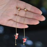 Poshoot New Design Asymmetric Snowflake Christmas Boot Hat Drop Earrings for Women Moving Santa Claus Long Tassel Earring Party Jewelry