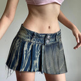 Poshoot-Vintage Blue Low Rise Denim Skirt