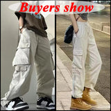 Poshoot Vintage 90S Baggy Cargo Pants Women Big Pockets Streetwear Low Waist Trousers Woman 2023 Y2K Hip Hop Wide Leg Loose Sweatpants