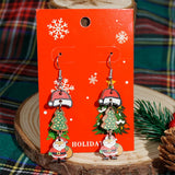 Poshoot New Fashion Plush Christmas Tree Earrings for Women Cute Rhinestone Santa Claus Bells Drop Earring Xmas New Year Holiday Jewelry