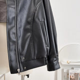 Poshoot Faux Leather Zipper Over-shirt Jacket