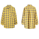 Poshoot 2023 Fashion Blue Oversize Plaid Shirt Women Spring Summer Long Sleeve Blouse Woman All Match Turn Down Collar Shirts Ins