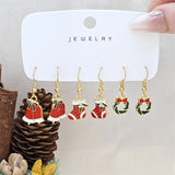 Poshoot 3 Pairs Cute Santa Claus Snowman Elk Combination Earrings for Women Enamel Cartoon Christmas Earrings Xmas New Year Jewelry Gift