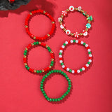 Poshoot Christmas Crystal Polymer Clay Beaded Bracelets for Women Handmade Rice Bead Xmas Tree Santa Claus Pendant Bracelet Jewelry Gift