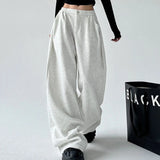 Poshoot 2025 Spring Wide Leg Loose Sweatpants Women Y2K American Retro Baggy Pants Woman Streetwear Hip Hop Oversized Trousers