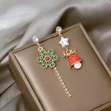 Poshoot Luxury Colorful Rhinestone Christmas Tree Dangle Earrings for Women Exquisite Zircon Star New Year Earrings Girls Party Jewelry