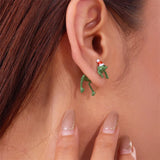 Poshoot Funny Piercing Frog Earrings for Women Creative Cute Animal Green Frog Christmas Hat Stud Earring Girls Party Daily Jewelry Gift