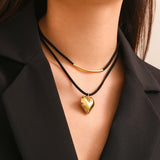 Poshoot-Goth Black Velvet Small Love Heart Pendant Choker Necklace for Women 2024 Trend Elegant Adjustable Chain Aesthetic Wed Jewelry