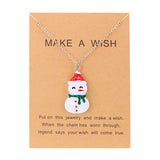 Poshoot New Cute Trendy Christmas Necklace for Women Girl Resin Cartoon Santa Claus Snowman Crutch Choker Necklace New Year Jewelry Gift