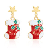 Poshoot Fashion Christmas Asymmetrical Drop Earrings for Women Santa Claus Bells Snowman Xmas Tree Boots Hat Earring Girls Party Jewelry