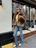 Poshoot Ins Oversized Fluffy Faux Fur Coat Women Luxury Stand Collar Thicken Warm Solid Soft Jackets 2024 Winter Female Street Outwear