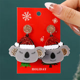 Poshoot New Fashion Plush Christmas Tree Earrings for Women Cute Rhinestone Santa Claus Bells Drop Earring Xmas New Year Holiday Jewelry