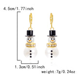 Poshoot Fashion Christmas White Snowman Pearl Drop Earrings for Women Cute Rhinestone Snowflake Earring Jewelry New Year Holiday Gifts