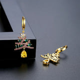 Poshoot Asymmetrical Colorful Rhinestone Snowflake Hat Boot Earrings for Women Luxury Crystal Christmas Tree Drop Earrings Party Jewelry