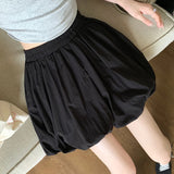 Poshoot Ball Gown Sweet Mini Skirts Women Summer Elastic High Waist Short Skirt Woman Loose Black White Holiday Simple Faldas