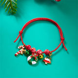 Poshoot Fashion Simple Handwoven Braided Christmas Bracelets for Women Enamel Metal Xmas Tree Santa Claus Adjustable Bracelet Jewelry