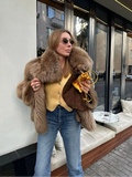 Poshoot Ins Oversized Fluffy Faux Fur Coat Women Luxury Stand Collar Thicken Warm Solid Soft Jackets 2024 Winter Female Street Outwear