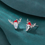 Poshoot Fashion Small Christmas Earrings for Women Cute Asymmetric Elk Santa Claus Snowflake Xmas Tree Stud Earring Girls Party Jewelry