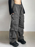 Poshoot Harajuku Oversized Cargo Parachute Pants Women Streetwear Vintage Y2k Hip Hop Wide Leg Joggers Baggy Sweatpants Techwear