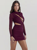 Poshoot Christmas Thanksgiving Gifts  Elegant Hollow Out Mini Dress