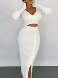 Poshoot Claire Knitted Crop Top Skirt Set