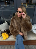 Poshoot Ins Oversized Fluffy Faux Fur Coat Women Luxury Stand Collar Thicken Warm Solid Soft Jackets 2024 Winter Female Street Outwear