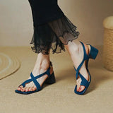 Poshoot-Sandals Women Summer Shoes Woman 2024 Flip Flops Chunky Blue Heels Medium Heel Dress Slides Roman Elegant Sexy Fashion Footwear