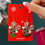 Poshoot New Fashion Plush Christmas Tree Earrings for Women Cute Rhinestone Santa Claus Bells Drop Earring Xmas New Year Holiday Jewelry