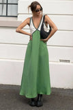 Poshoot Christmas Thanksgiving Gifts  Patchwork V-Neck Strapless Maxi Dress