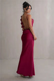 Poshoot Petal Flow Backless Maxi Dress