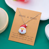 Poshoot New Cute Trendy Christmas Necklace for Women Girl Resin Cartoon Santa Claus Snowman Crutch Choker Necklace New Year Jewelry Gift