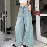 Poshoot Rimcoy Atumn Light Blue Wide Leg Jeans Women Streetwear Harajuku Baggy Denim Pants Woman 2024 Chic High Waist Trousers Female