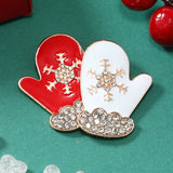 Poshoot Fashionable Rhinestone Drip Oil Santa Claus Brooches for Women Alloy Christmas Tree Gloves Unisex Holiday New Year Jewelry Gifts