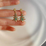 Poshoot Small Cute Christmas Tree Drop Earrings for Women Delicate Enamel Star Xmas Tree Pendant Earring Girls Holiday Versatile Jewelry