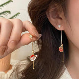 Poshoot New Design Asymmetric Snowflake Christmas Boot Hat Drop Earrings for Women Moving Santa Claus Long Tassel Earring Party Jewelry