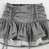 Poshoot-Vintage Lace Trim Low Waist Mini Skirt